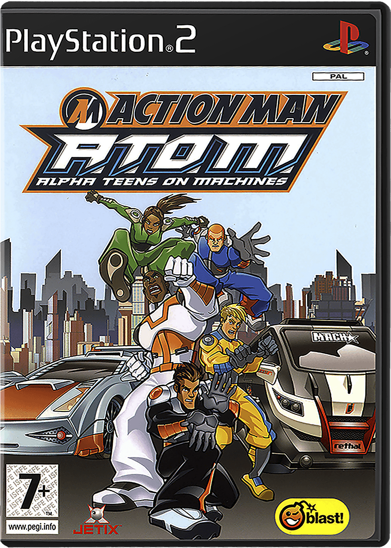 Action Man A.T.O.M: Alpha Teens on Machines box art for Playstation 2